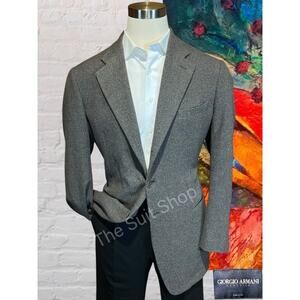 Giorgio Armani Mens 44L Taupe & Gray Cashmere Sport Coat Unconstructed 3/2 Roll